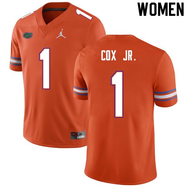 Women #1 Brenton Cox Jr. Florida Gators College Football Jersey Orange